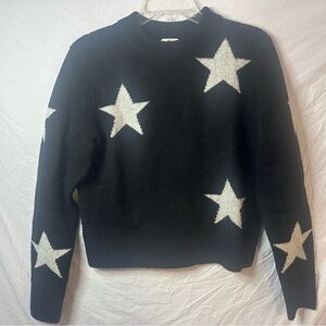 Cosmic Blue Love Black Star Knit Sweater Medium